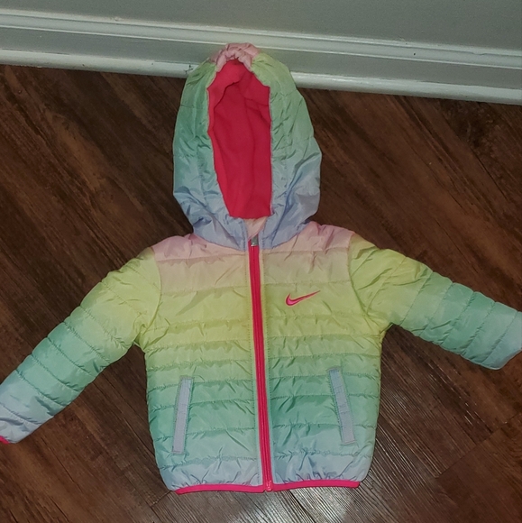 NWOT Nike Toddler Rainbow Puffer Coat 18 Months - Picture 3 of 13